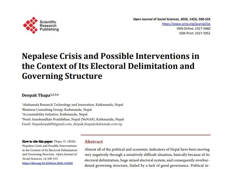 Nepalese Crisis and Possible Interventions in the Context of Its Electoral Delimitation and Governing Structure